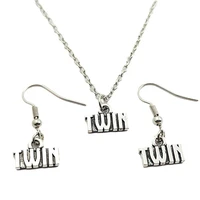 twin brother sister jewelry set creative earring necklace sets fashion women christmas birthday girl gifts