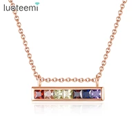 luoteemi korean fashion women link chain vintage rainbow cubic zirconia crystal necklace collares de moda 2021 free shipping