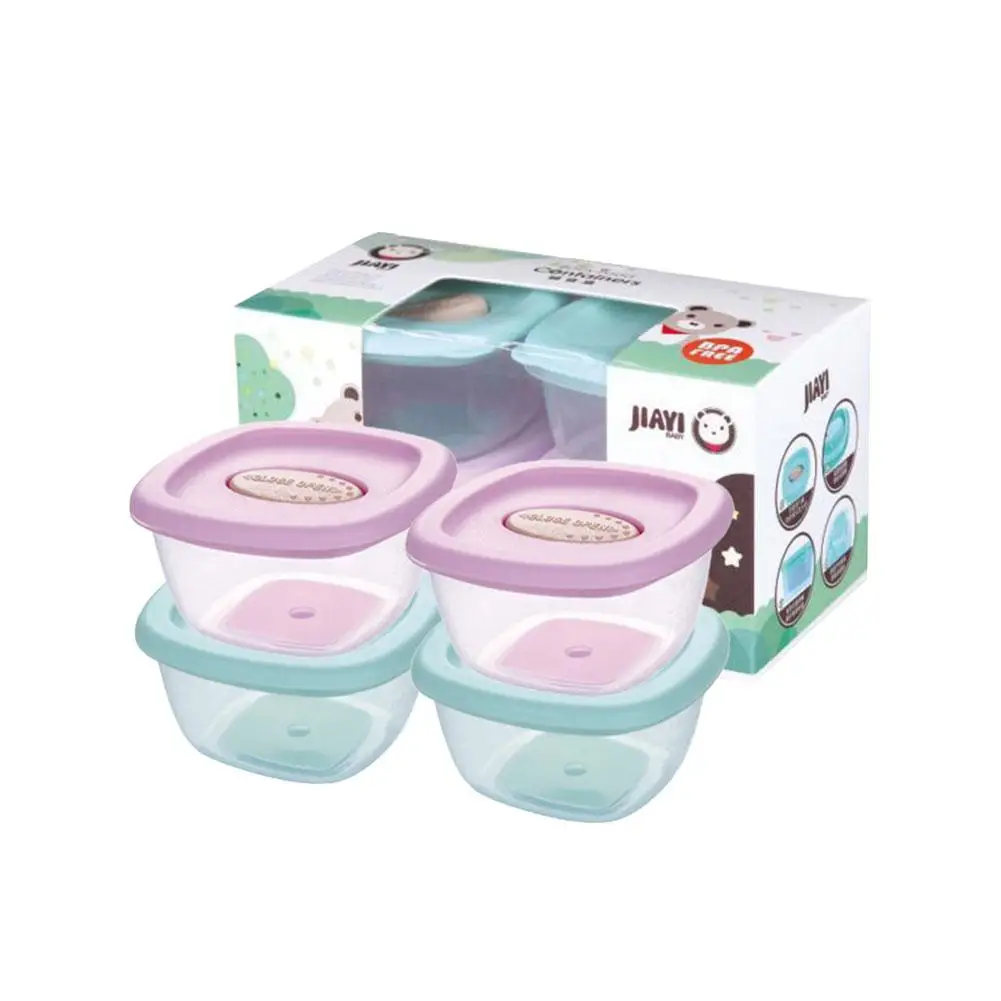 4 Pack Baby Blocks Food Storage Container Set With Leakproof Lids Reusable 4oz Jars Safe For Microwave Freezer Travel | Мать и ребенок
