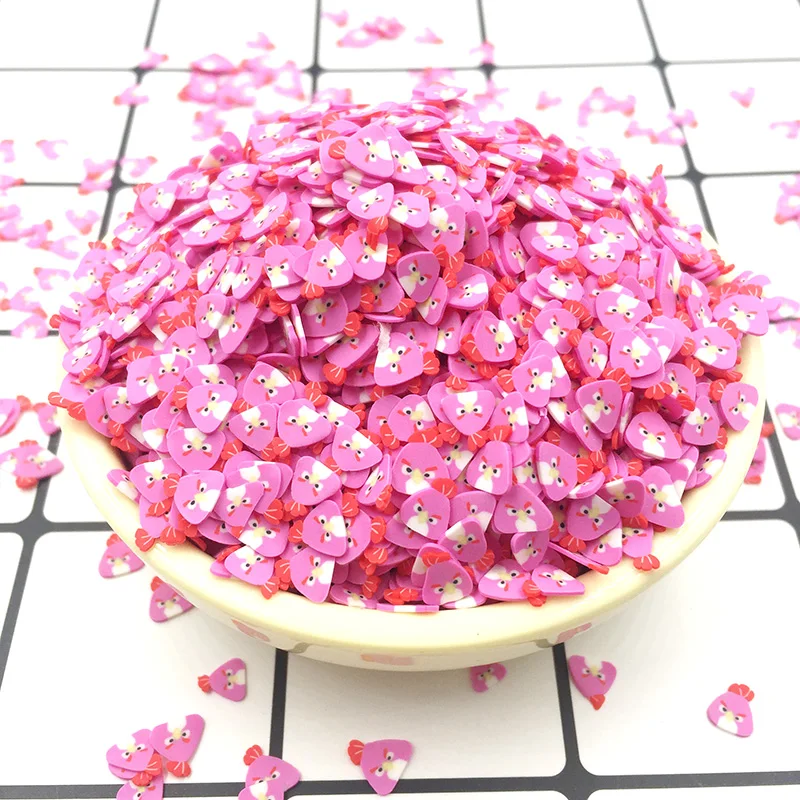 rose red 5mm 100 г Fimo Полимерная глина амулеты шпатлевка мультфильм ломтик дополнение поставки слаймов DIY Дизайн ногтей Телефон декорации комплект спринклеров: 5 мм - Цвет: rose red 5mm