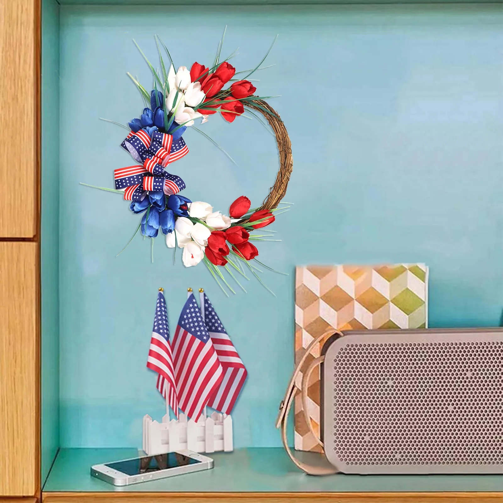 Цветная имитация гирлянды украшение на День Независимости для крыльца уличный