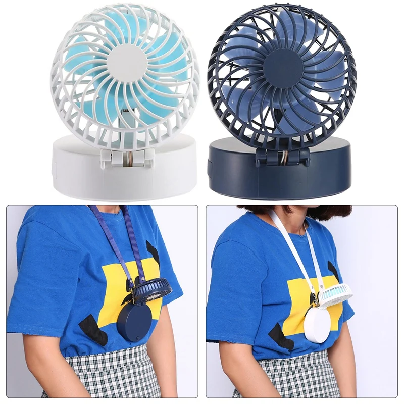 2 комплекта портативный ручной вентилятор мини открытый ожерелье 3 скорости 180