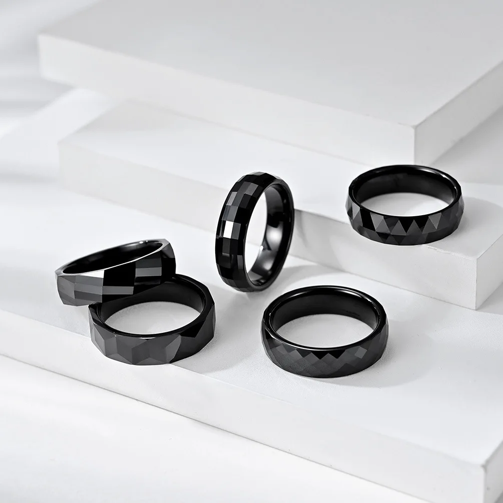 

Ceramics Womens Rings Men Rings Rhombus Reflection Lines Simple Trendy for Wife Girlfriend Jewelry Creativity Gift Wholesale