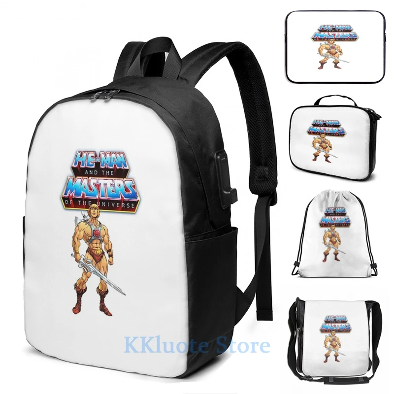 Забавный рюкзак с графическим принтом He-Man and the Masters of Universe USB-зарядкой мужские