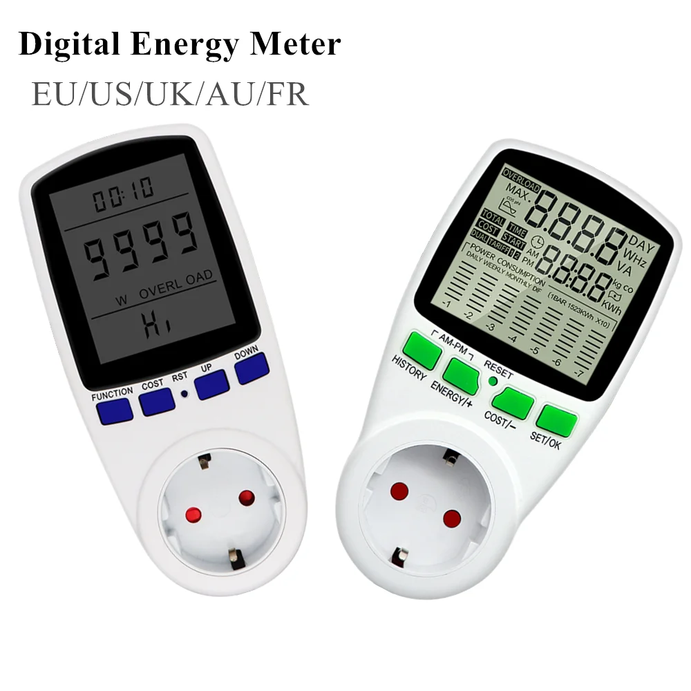 Цифровой ваттметр измеритель мощности с ЖК дисплеем для Европы США