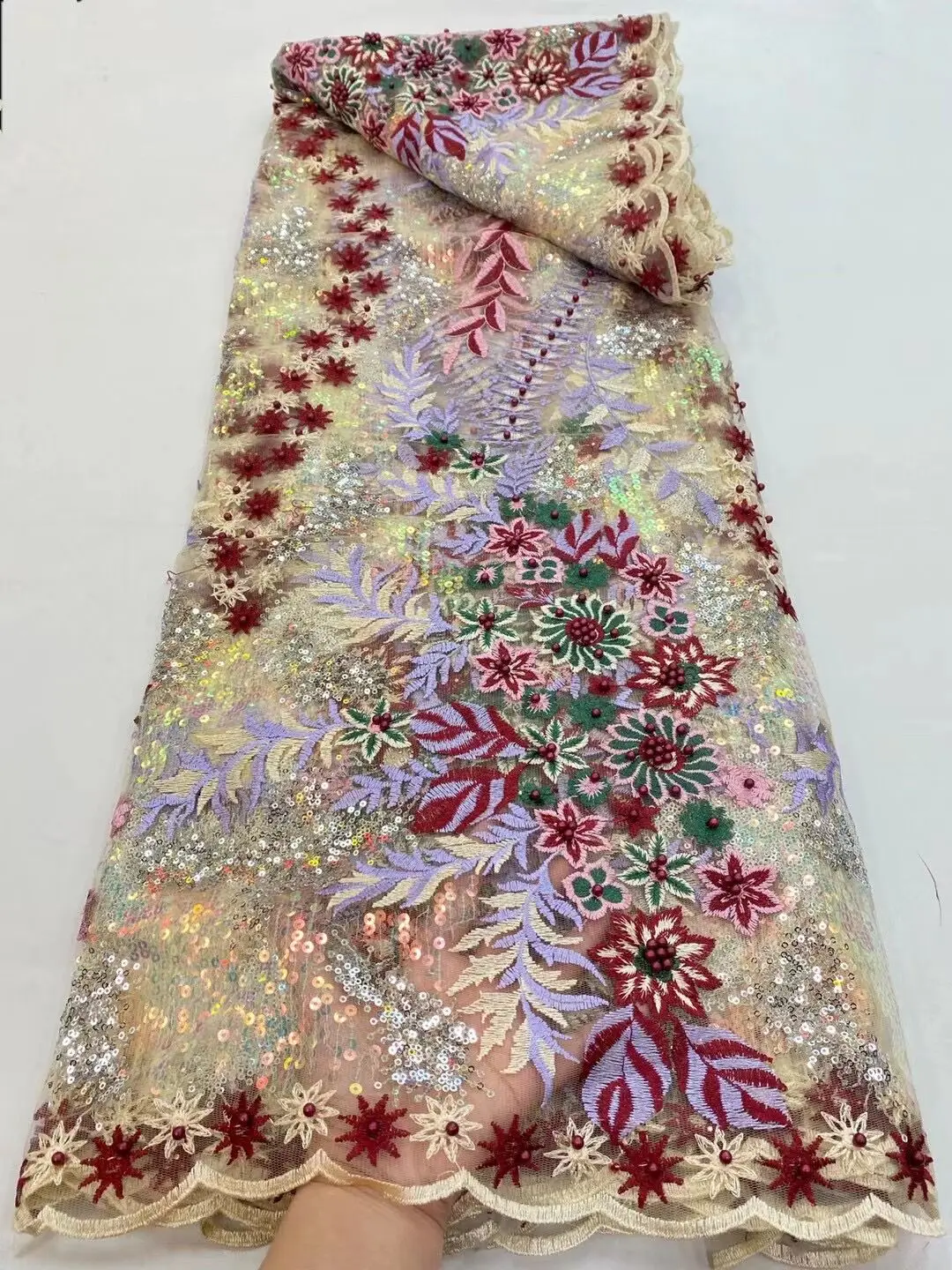 

2021 Latest Africa Lace High Quality Lace Fabric with Stones 5yards African Fabric Nigerian Lace Fabric 2019 High Quality Lace