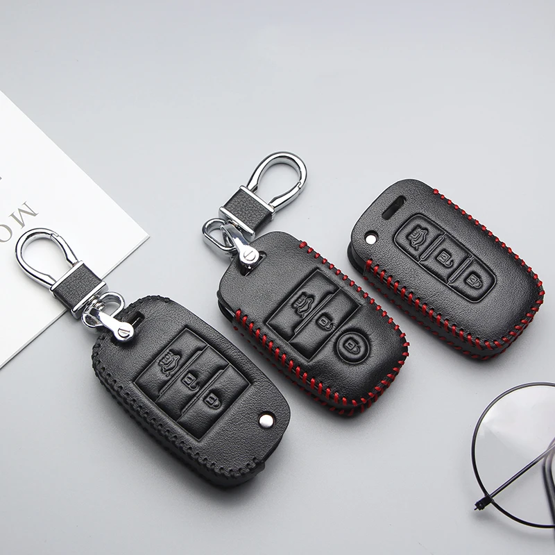 Автомобильный кожаный чехол для автомобилей дистанционный флип ключей KIA 2019 Rio