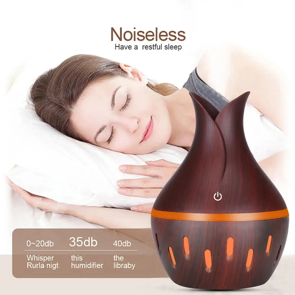 300 мл USB Ароматический диффузор деревянный Электрический увлажнитель воздуха