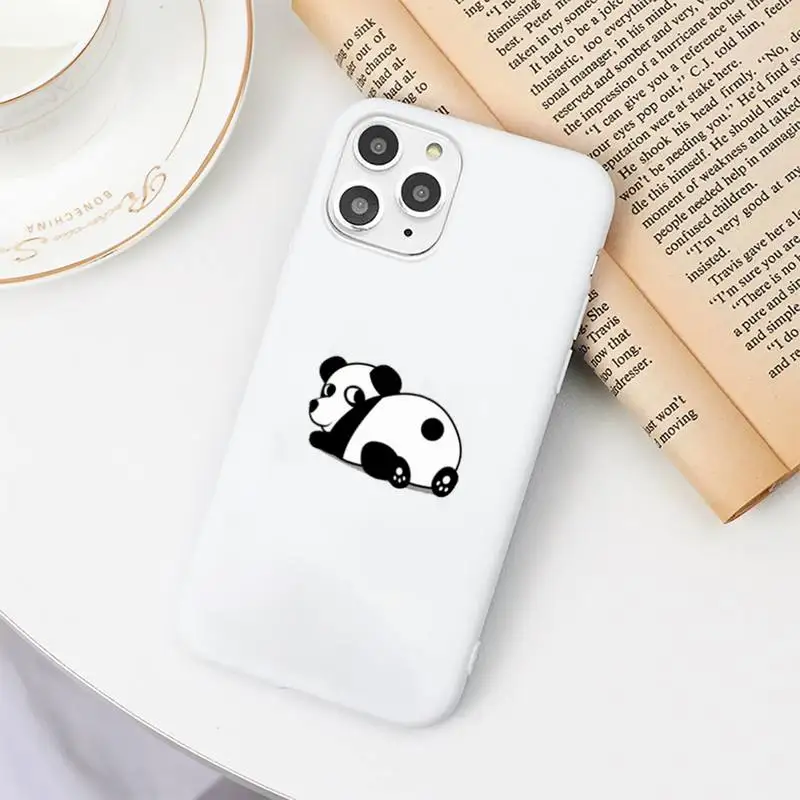

Cute animal cartoon panda Phone Case Candy Color for iPhone 6 7 8 11 12 s mini pro X XS XR MAX Plus