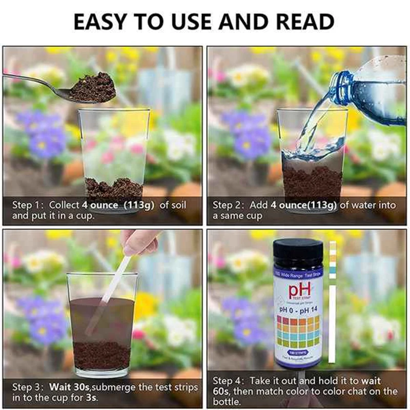 

Soil PH Test Strips 100 Strips Soil Tester 0-14 PH Soil Test, Soil PH Test Strips, Plant Tester for Soil, PH Test Strips