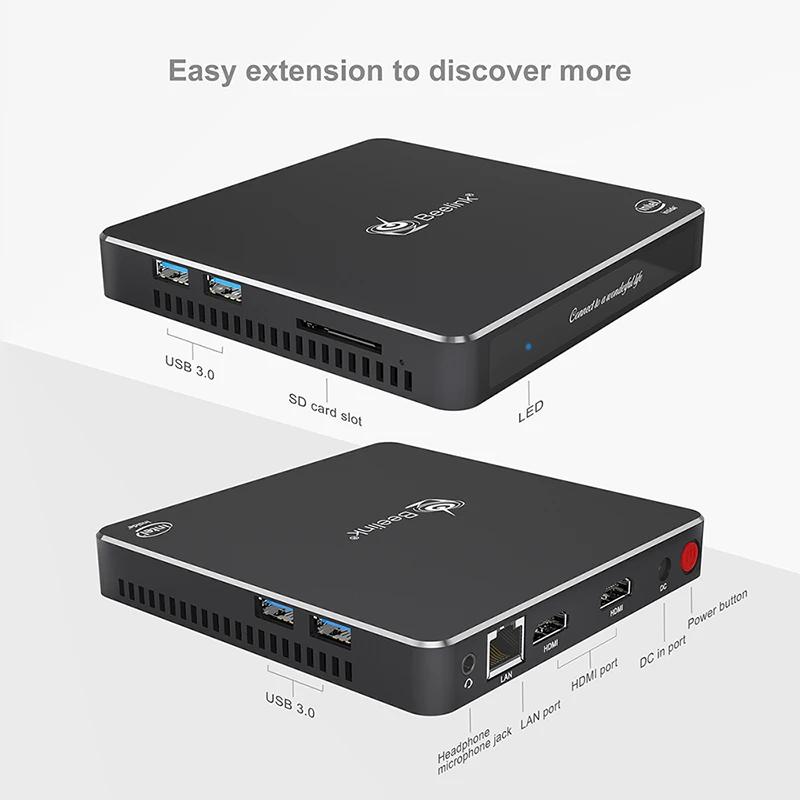 Мини-ПК Beelink Gemini T34 win10 без вентилятора intel N3450 8 Гб 128/256/512 ГБ SSD 1000 Мбит/с BT 4 0