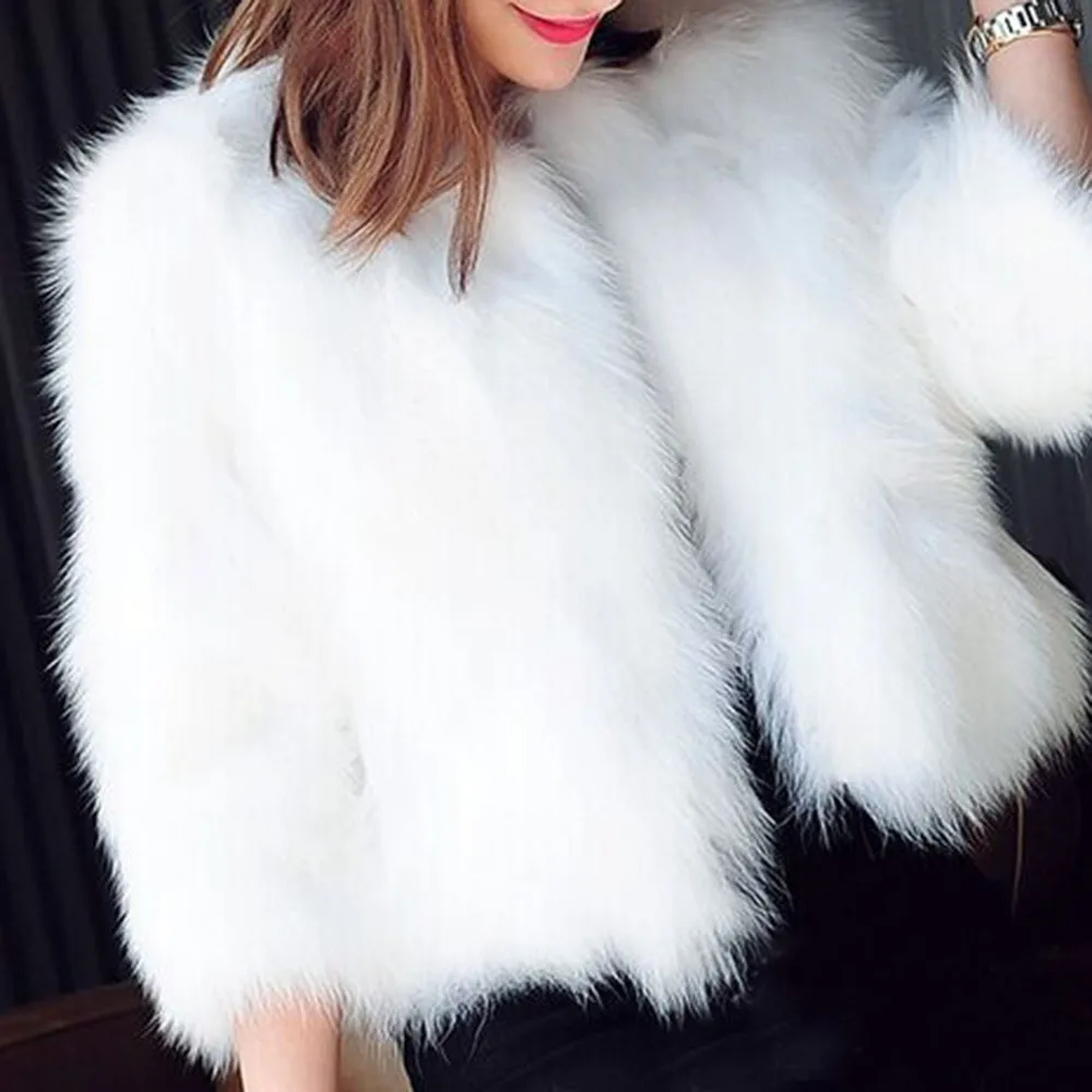 Однотонное пальто из искусственного меха женское модное офисное элегантное