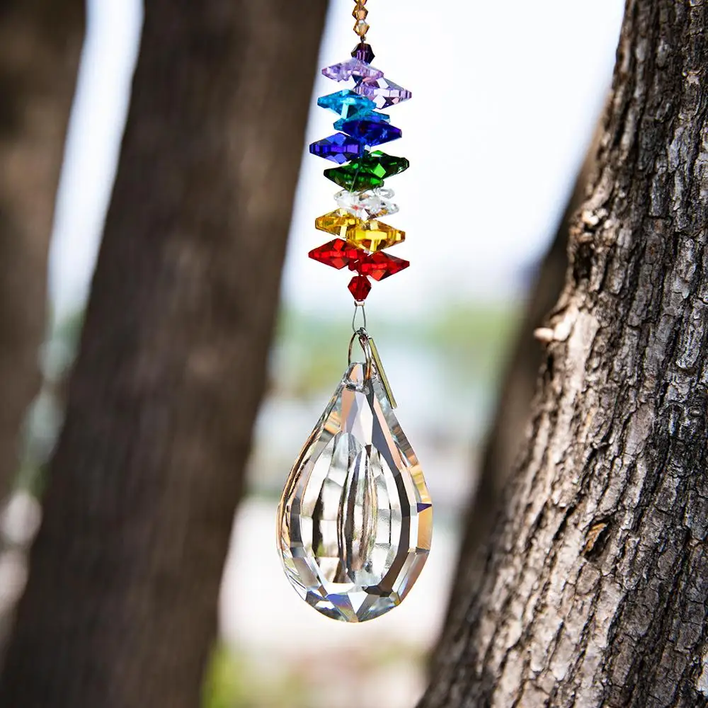 H&ampD Chakra Crystal Prims Drops Suncatcher Rainbow Makers Window Hanging Ornament XMAS Home Wedding Decoration Collectible Gift | Дом и сад