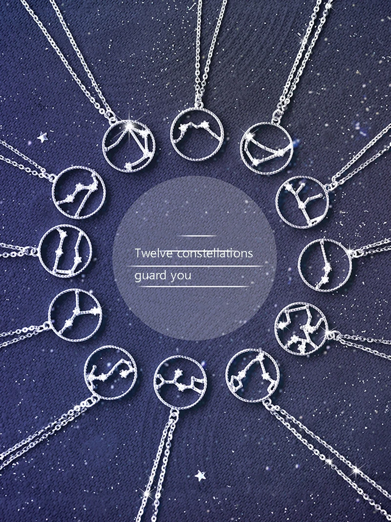 

New twelve constellation necklace women net red style design sense clavicle chain girlfriend birthday gift