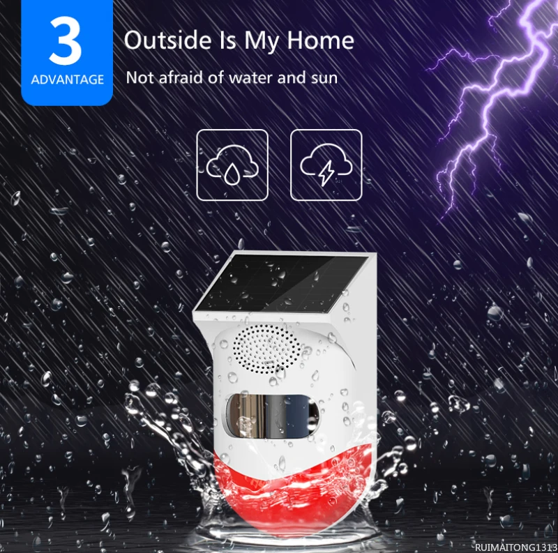 

Solar Infrared Alarm Detector Sensor RF433 Remote Control Wireless Home Burglar Security Alarm Siren PIR Motion Sensor Detector