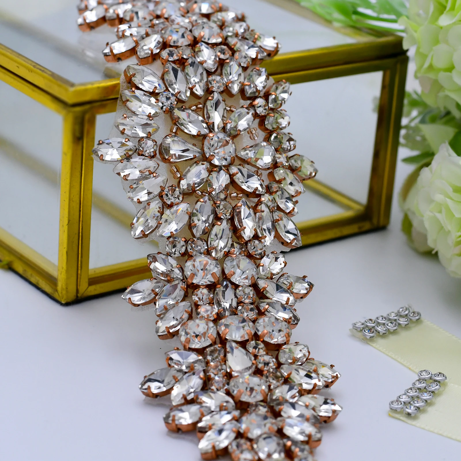 

TRiXY S319-RG Rose Gold Wedding Belts Evening Prom Dresses Sashes Sparkle Diamond Belt Maternity Sash Rhinestone Belts for Bride