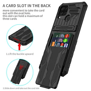 For OPPO Realme C12 C15 C17 C25 C21 C20 C11 Case Armor With Card Slot Phone Cases For Realme 7i 6i 5i 5 C3 Stand Back Cover