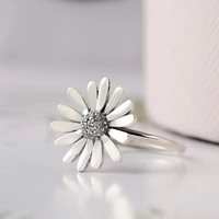 claudia original s925 sterling silver ring pave daisy flower statement with crystal rings for women wedding party gift jewelry