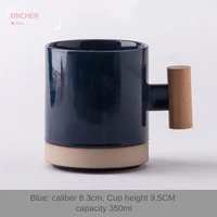japanese style simple ceramic mug with wooden handle cup home water cup couple coffee cup stoneware milk cup cnorigin
