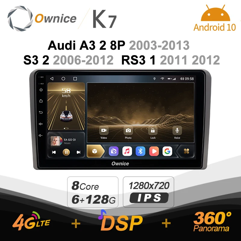 

Ownice 6G+128G K7 Android 10.0 Car Radio For Audi A3 2 8P 2003 - 2013 S3 2 2006 - 2012 RS3 Multimedia Audio 4G LTE GPS Navi 360
