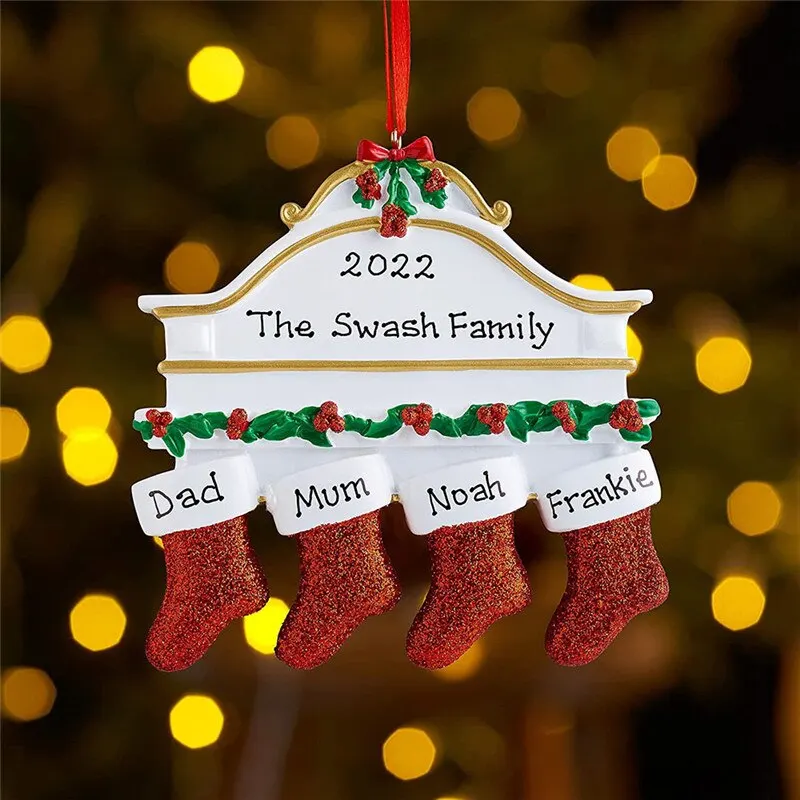 

1pc Personalized Family Christmas Tree Ornament Pendant Home Paty Decoration Reindeer Family 2-6 People Xmas 2022