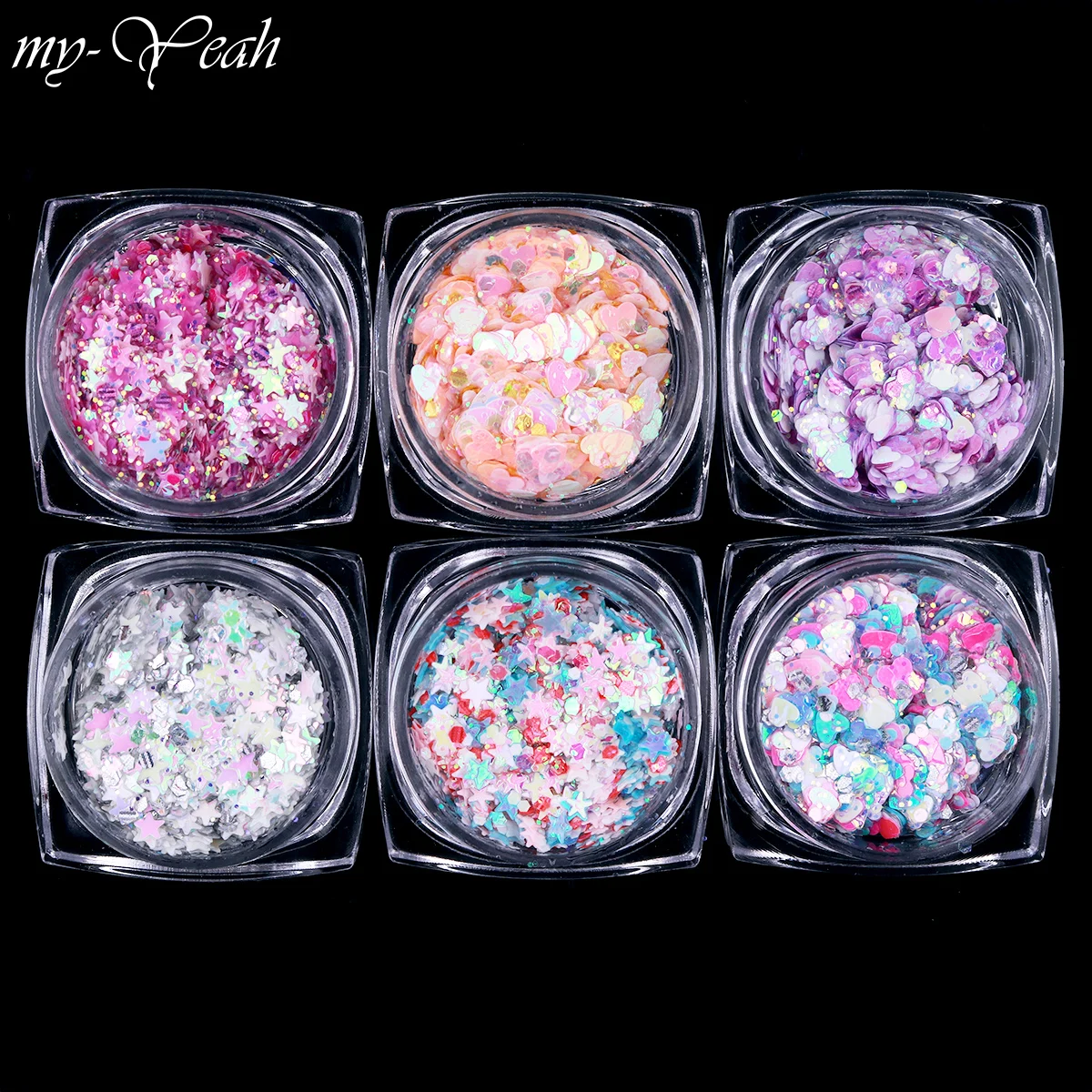 Хамелеон для дизайна ногтей 6 цветов голографические блестки блеск хлопья УФ