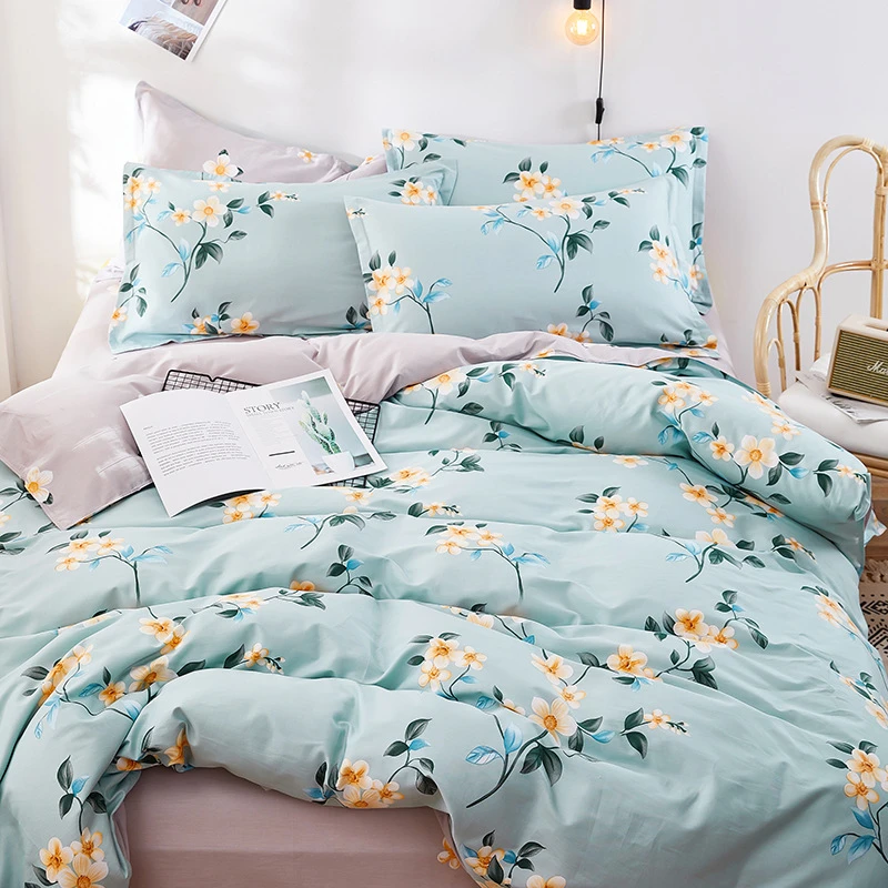 Комплект постельного белья из 4 предметов 100% хлопок простыня наволочка