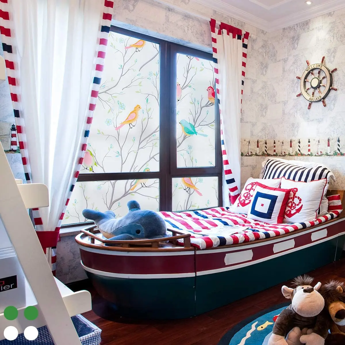 

Privacy Window Film Opaque Non-Adhesive Frosted Bird Pattern Decorative Glass Film Static Cling Stickers for Home Office