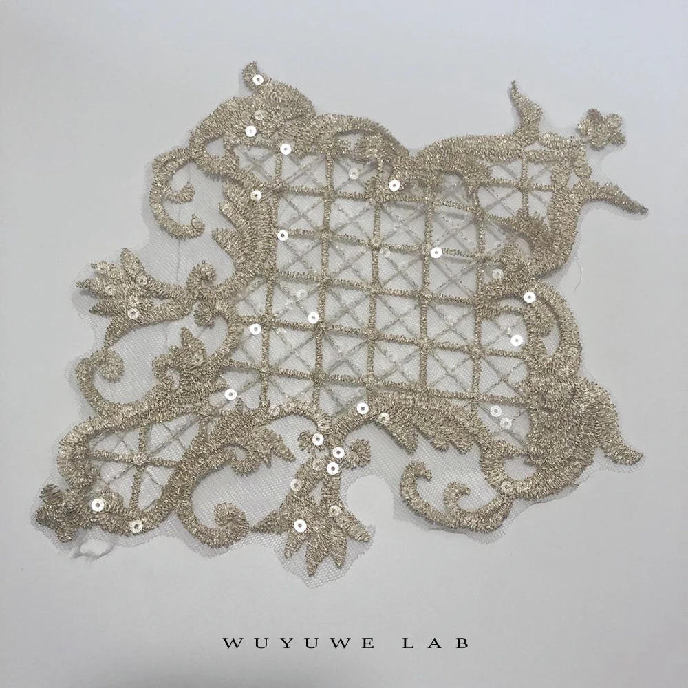 Кружевная аппликация с прозрачными блестками кружевная вышивка цвета