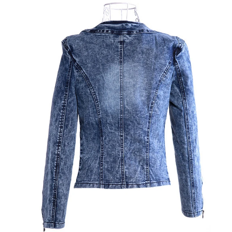 Женская джинсовая куртка с заклепками Классическая в стиле ретро со стразами и