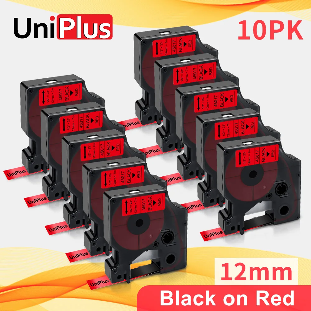 

UniPlus Compatible Dymo D1 Label Tape 45017 Black on Red Printer Ribbon 12mm*7m for Dymo Label Maker LabelManager 420P 220P 280