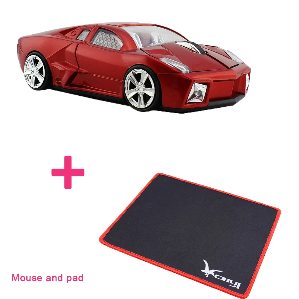 Red And Pad CHYI спортивный автомобильный usb-ресивер Беспроводной Мыши оптическая компьютерная мышь 1600 dpi Мини 3D игровые мыши с Коврик Для Мыши для ПК ноутбук подарок - Цвет: Red And Pad