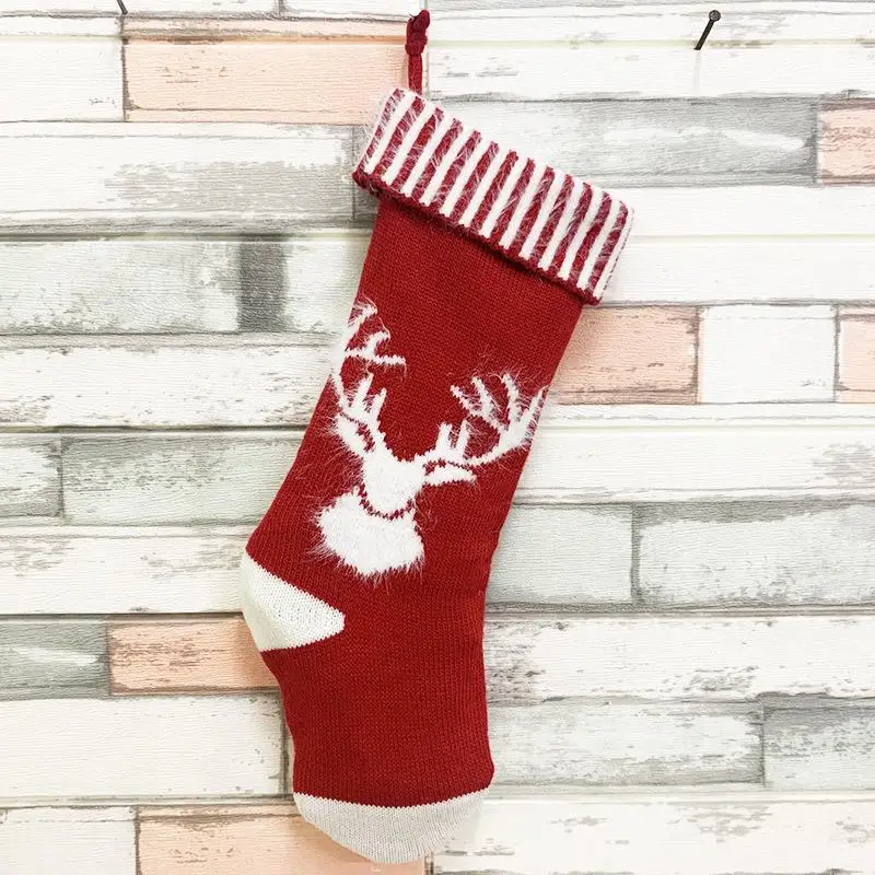 Рождественские подарки с орнаментом рождественские чулки Санта-Клаус яркие