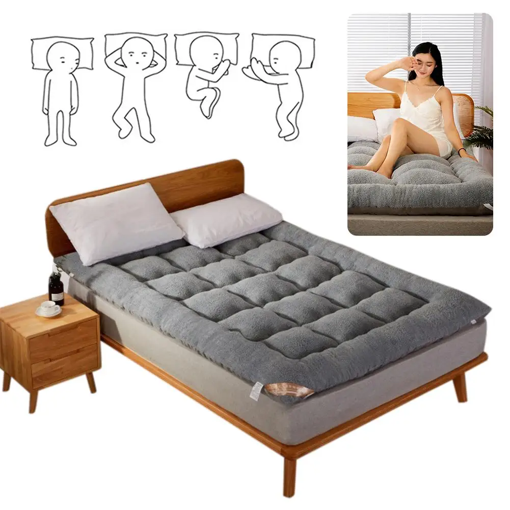 Стеганый матрас для кровати наматрасник из кашемира ягненка и хлопка моющийся