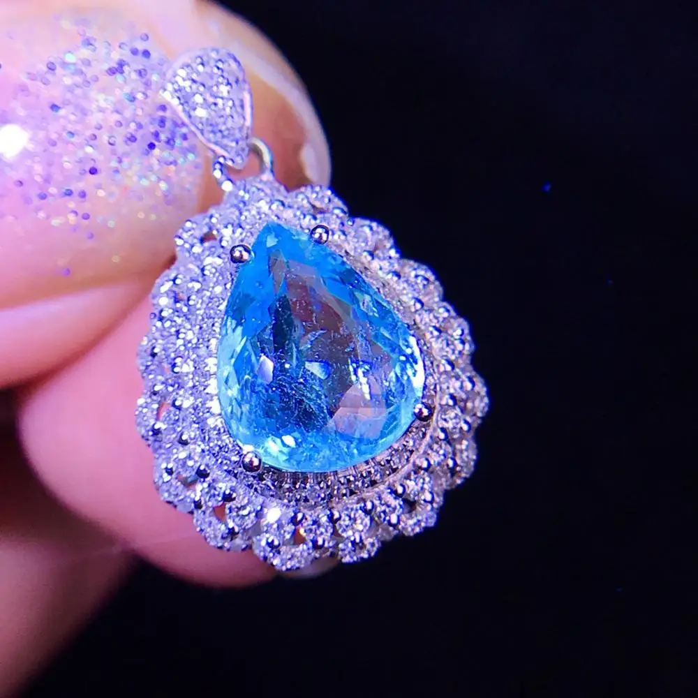 Турмалиновая подвеска Paraiba из натурального золота 18 К 100% натуральный турмалин 2