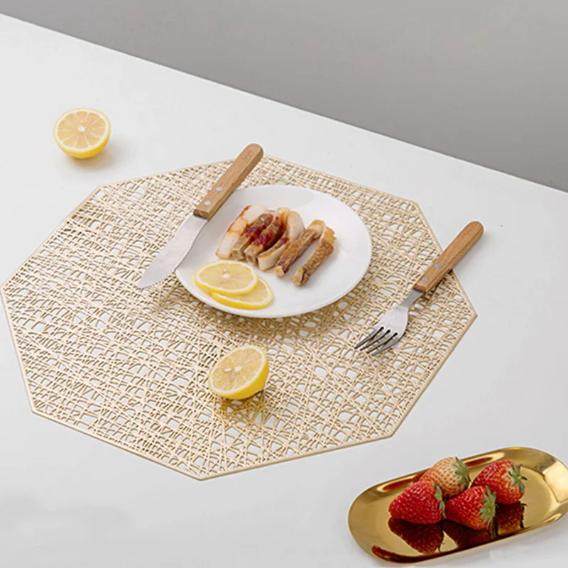 Hoomall 1pc Octagonal Hollow Heat-insulated Pad PVC Placemat For Dinner Table Waterproof Non Slip Coffee Mat Home Decoration | Дом и сад
