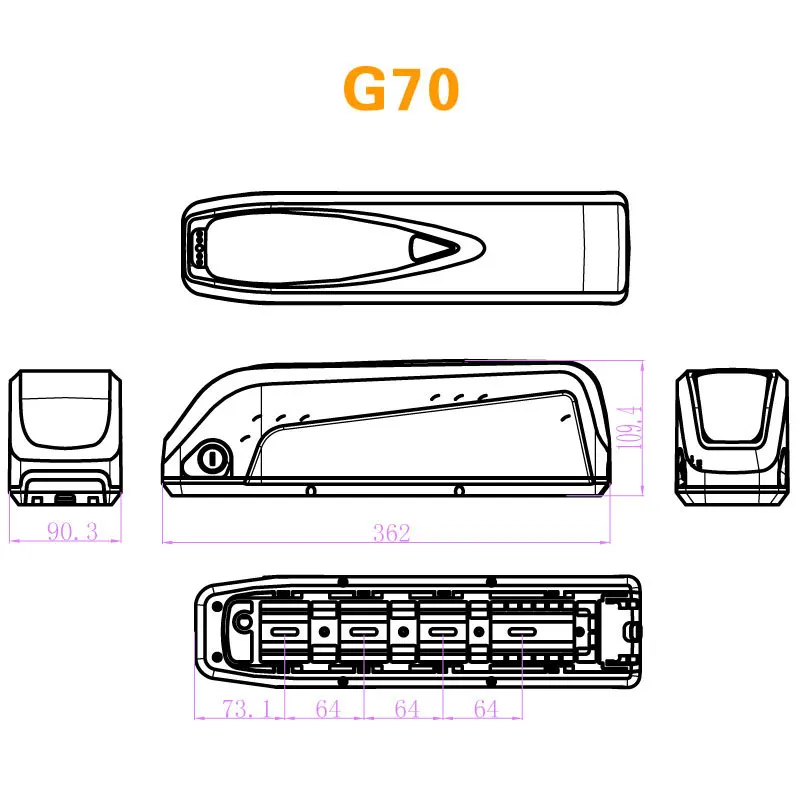 G56 G70 Батарея коробка хайлон downtube чехол Корпус вниз трубки для 21700 клеток 18650