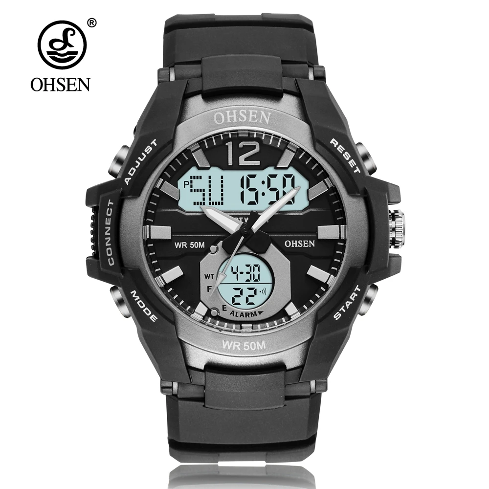 Black wristwatch Цифровые электронные мужские наручные спортивные часы Модные Военные зеленые кварцевые часы Силиконовые часы браслет relogio masculino - Цвет: Black wristwatch