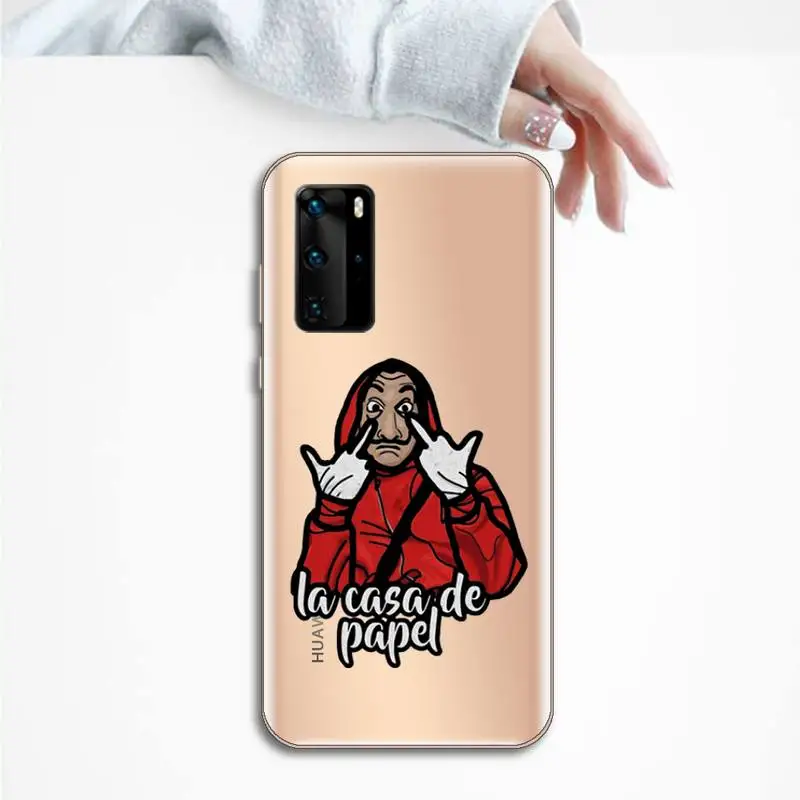 

La Casa de papel Phone Case Transparent for huawei honor P 40 30 20 lite Pro 10 i 8 9 x p smart 2019
