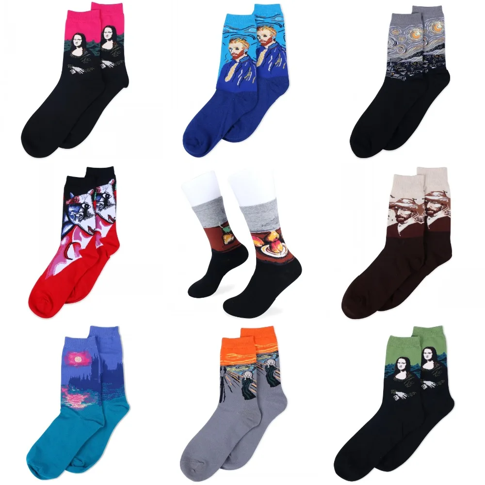 Носки женские/мужские с вышивкой смешные принтом фруктов яблок вишни киви