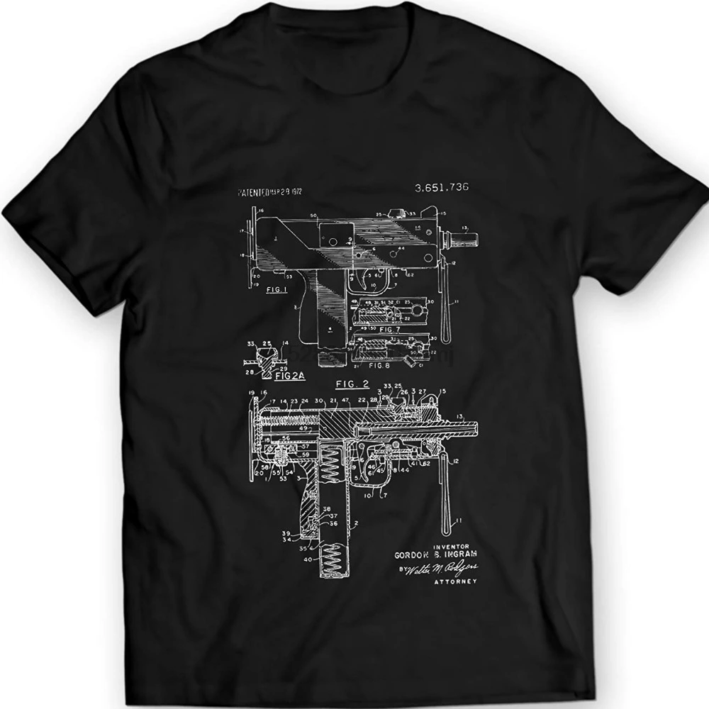 

Tees Uzi T-Shirt Open-Bolt Blowback Operated Submachine Guns Gift Idea 2019 New Men Loose Clothes Cheap Tees Shirts