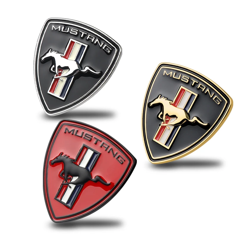 Эмблема для Ford MUSTANG в форме щита, значок на переднюю крышку двигателя, мини-металлический логотип для автомобиля на крылья и багажник, наклейка серебряного, черного или золотого цвета.