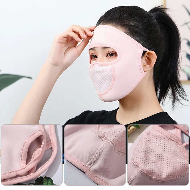 

Women Fashion Summer Sunscreen Cycling Mask Scarf ice silk full Face Covers breathable with Ears Bandana Decoration Accessories