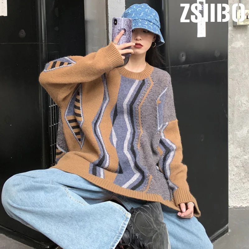 Женский вязаный пуловер с длинным рукавом и круглым вырезом зимний свитер 2019