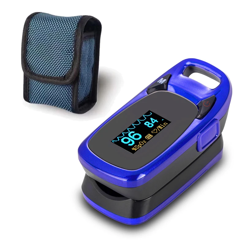blue with case Цифровой Пальчиковый Пульсоксиметр портативный De Dedo Pulso Oximetro Saturometro SPO2 PR Pulsi oximetro FDA CE утвержден - Цвет: blue with case