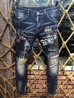 2021 fashion trend dsquared2 mens ripped paint dot motorcycle jeans 9607
