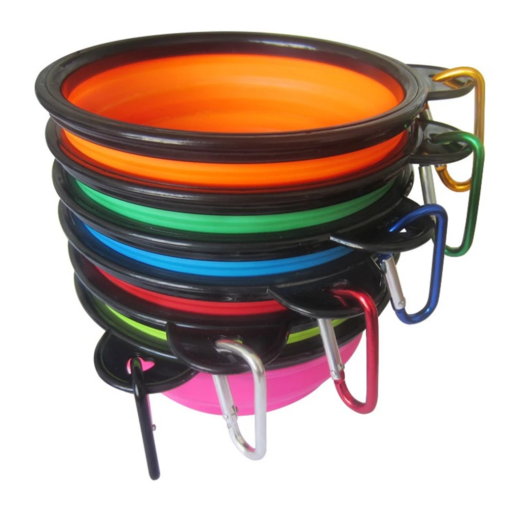 Туристическая Складная силиконовая миска для домашних животных подача воды пищи