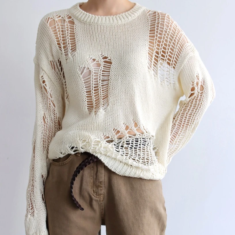 Женские пуловеры с вырезами весенний дизайнерский вязаный женский свитер