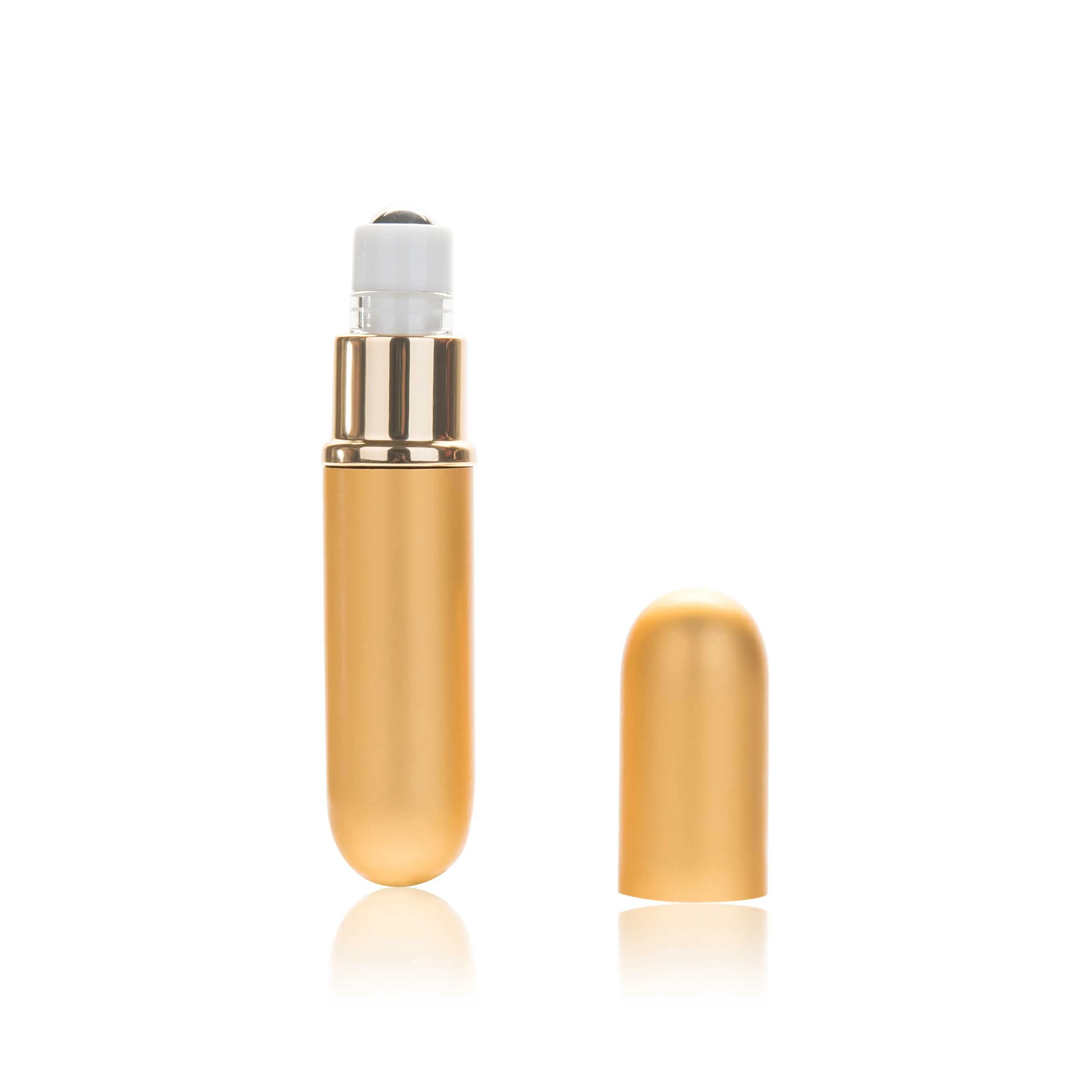 MUB-5ml, портативный мини многоразовый флакон для духов, эфирное масло, металлический роликовый шар, пустой контейнер для путешествий, герметичный рулон бутылок - Цвет: Золотой