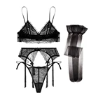 Комплект кружевного нижнего белья Varsmiss, женское нижнее белье, комплект с бюстгальтером, трусиками, стринги, поясом с подвязками, Женский комплект